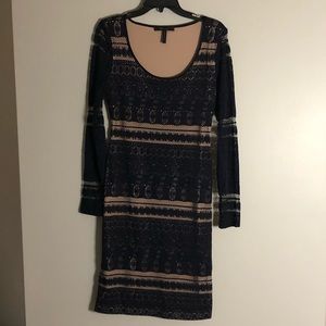 Bcbg maxzaria navy blue bodycon midi dress